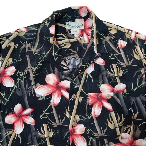 Vintage Paradise Cove 100% Silk Button-Up  Hawaiian Tropical Short Sleeve Shirt - Picture 3 of 7